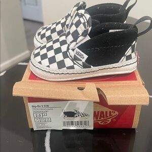 Vans Kids Checkered Slip-On Sneakers - Black and White